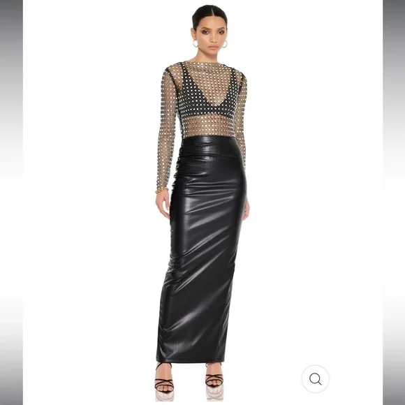 NOOKIE REBEL Faux Leather Maxi SKIRT XS BLACK - Picture 5 of 7